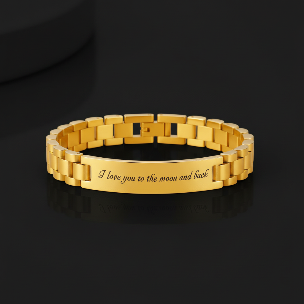 Love You to the Moon and Back gouden armband met gravure - Love Notes collectie