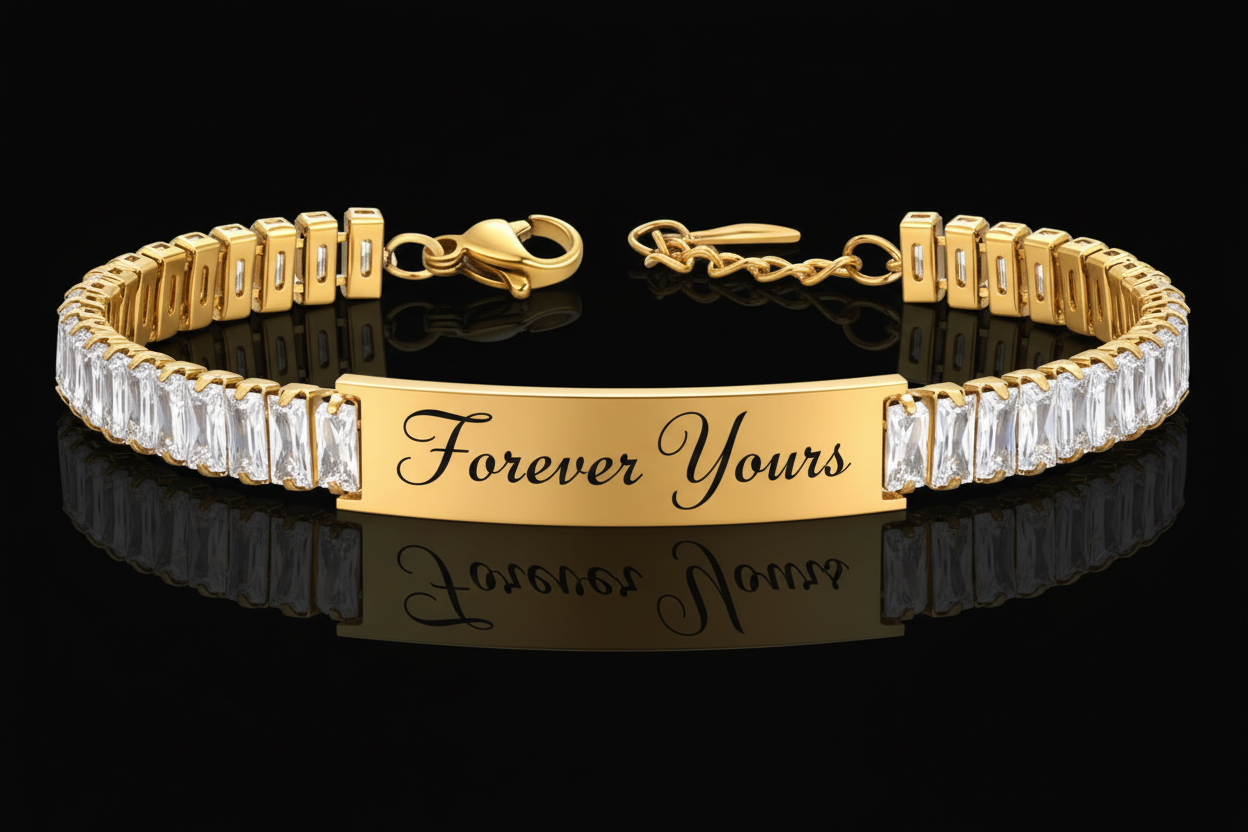"Forever Yours gouden armband met zirconia steen - Love Notes collectie"