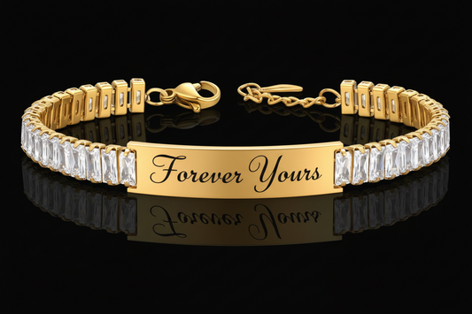 "Forever Yours gouden armband met zirconia steen - Love Notes collectie"