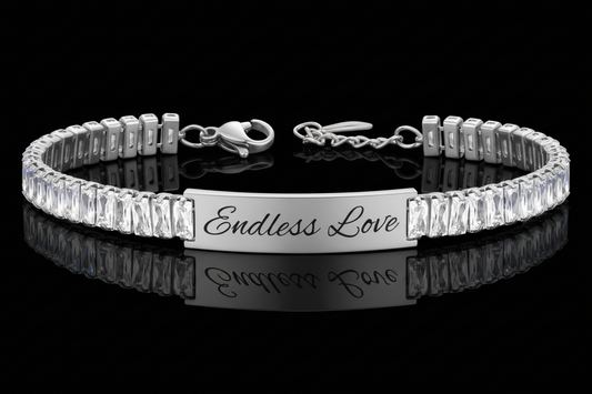 "Endless Love zilveren armband met zirconia steen - Love Notes collectie"